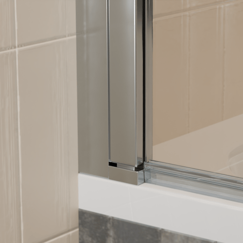 LOMAZOO badwand Palmas - draaibaar - anti kalk nano coating - helder glas - chroom - 100 x 140 cm