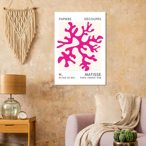 Artfulprints Poster Matisse – Dreamy coral flower pink   - A4 21x29.7 cm - Roze