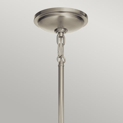 Elstead Kichler Tollis Globe hanglamp geborsteld nikkel en wit