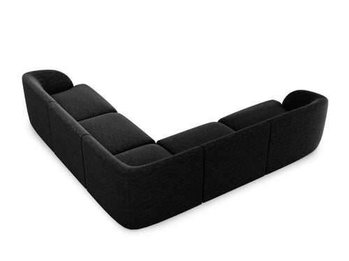 Micadoni Symmetrische hoekbank Miley 5-zits, chenille, zwart - 255x255x70cm