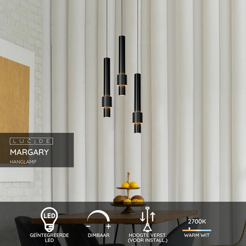 Lucide hanglamp MARGARY - Geïntegreerde LED - Zwart - vtwonen shop