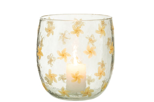 J-Line windlicht Bloemen  glas - geel - large - vtwonen shop