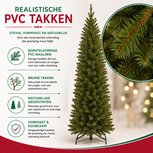 Triumph Tree Bristlecone Pilar Kerstboom - Smalle Kunstboom voor Kleine Ruimtes - Kerstversiering met Natuurlijke Uitstraling en Bruine Takken - H185