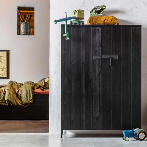 WOOOD Bedlade excl. matras Dennis - Geborsteld - Staalgrijs - 21x198x91 - vtwonen shop