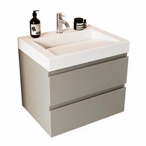 LOMAZOO badkamermeubel Zarivo - witte wastafel - greige - 60 cm