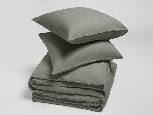 Yumeko dekbedovertrek gewassen linnen stone green 200x220 + 2/60x70