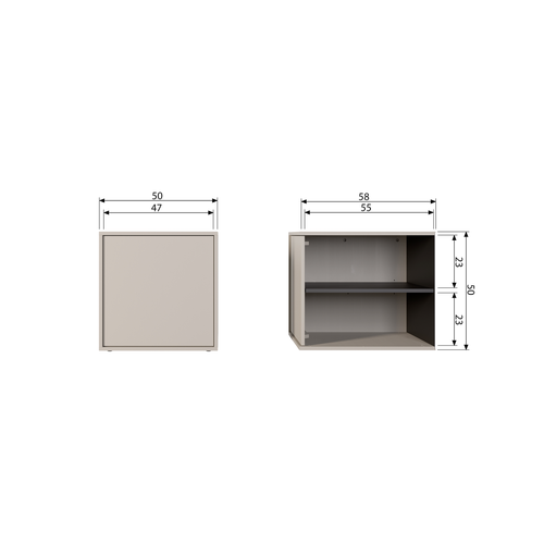 vtwonen kast single Daily - Grenen - Dakargrau - 50x50x58