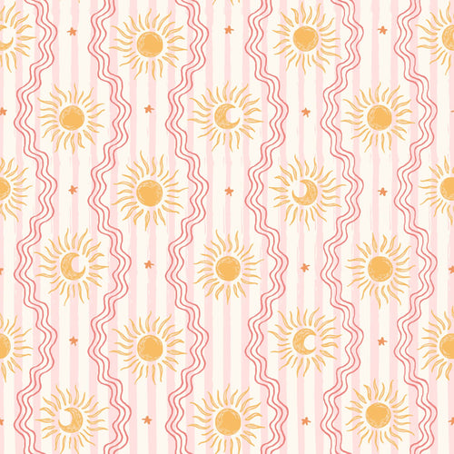 ESTAhome behang retro ornamenten roze, rood en geel - 50 x 900 cm - 132018