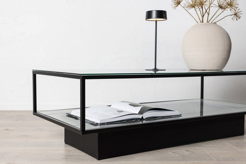 Rebellenclub Salontafel Lucera - 130 x 60 cm - Zwart met Glazen Blad - vtwonen shop