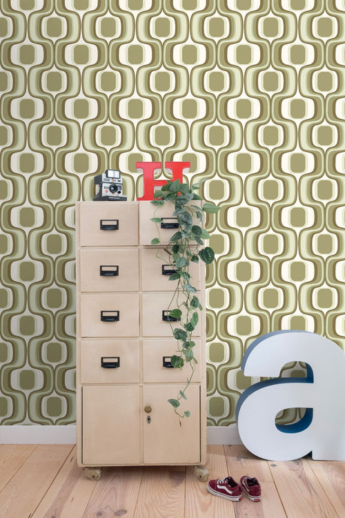 ESTAhome behang retro ornamenten groen - 50 x 900 cm - 131586