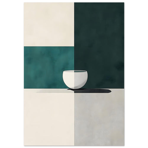 Artfulprints Poster met Lijst Boho – Cup and shape   - 70x100 cm - Zwart / Wit