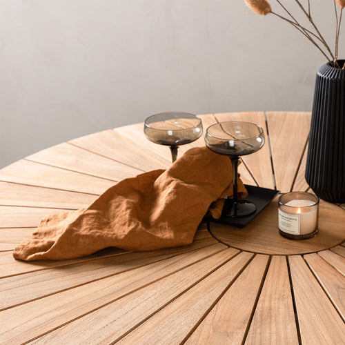 Nest outdoor Marien Aluminium Tuintafel met Teakhouten Blad - Bruin - vtwonen shop