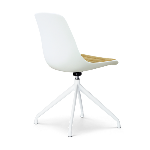 Nolon Nola-Liv draaibare eetkamerstoel wit met warm oker zitkussen - wit onderstel