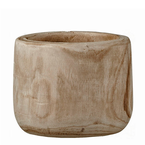 Mica Decorations Pia Bloempot - H16 x Ø19 cm - Paulownia Hout - Lichtbruin