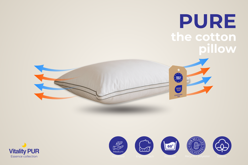 Vitality Pur - PURE Cotton Pillow - Katoenen Hoofdkussen - 60x70cm
