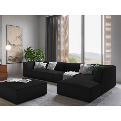 Cosmopolitan Design - Modulaire hoekbank rechts Siena 5-zits, structurele stof zwart - 180x366x69cm