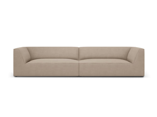 Micadoni - Bank "Ruby" 4 zitplaatsen, structurele stof, donkerbeige - 93x302x69cm