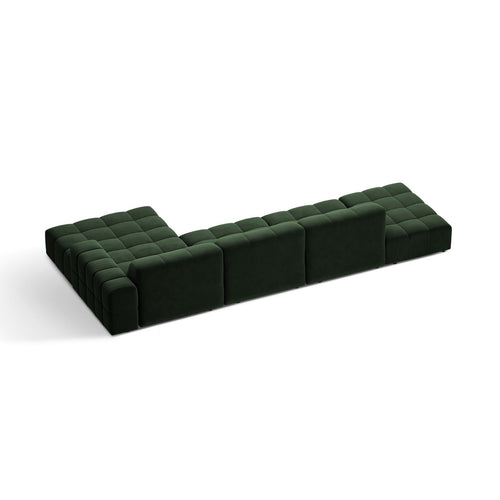 Cosmopolitan Design - Rechter hoekbank Chicago 5-zits, flueel flessengroen - 167x348x78cm