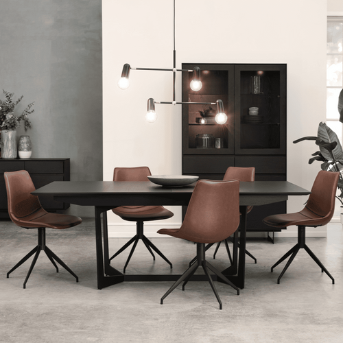 Furnhouse vitrinekast Tokyo - Zwart - MDF, zwart eikenfineer - 45x110x190