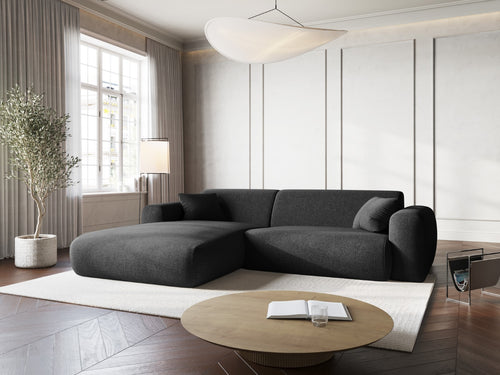 Cosmopolitan Design linker hoekbank Nolio 4-zits, chenille, zwart - 170x235x72cm