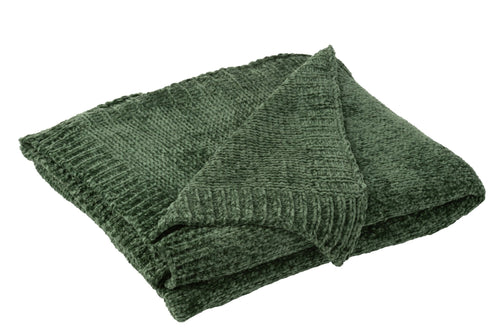 J-Line deken Chenille - polyester - groen