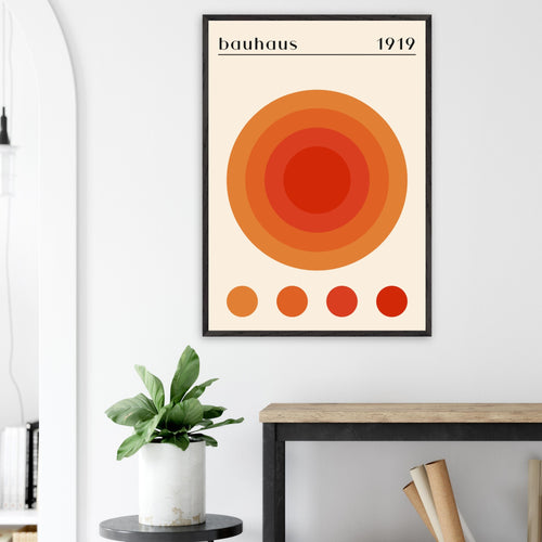 Artfulprints Poster met Lijst Bauhaus - Orange dot   - 50x70 cm - Oranje