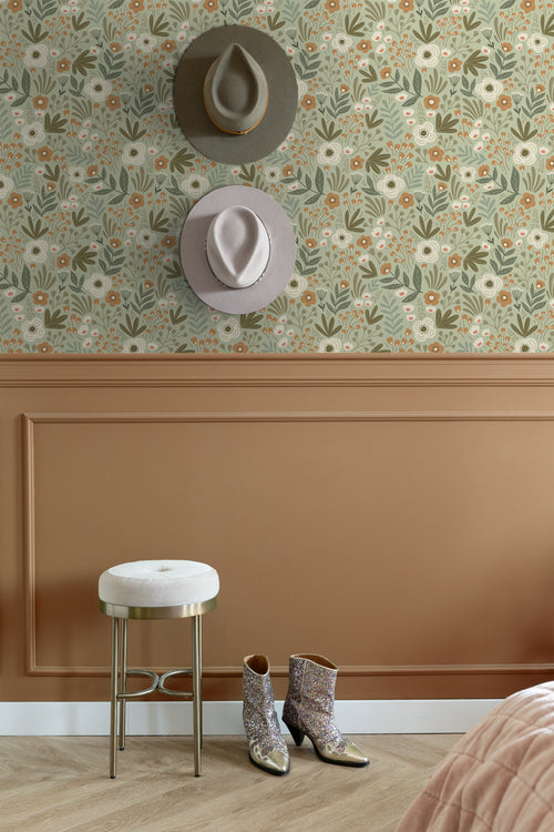 ESTAhome behang bloemetjes vergrijsd groen - 50 x 900 cm - 131070 - vtwonen shop
