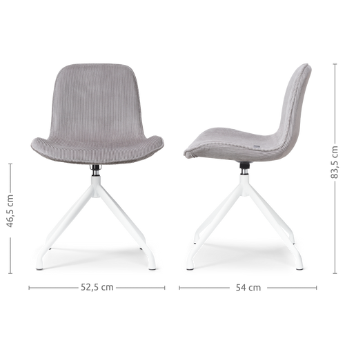 Nolon Nola-Fé Draaibare Eetkamerstoelen Set - Rib Warm Grijs - Wit