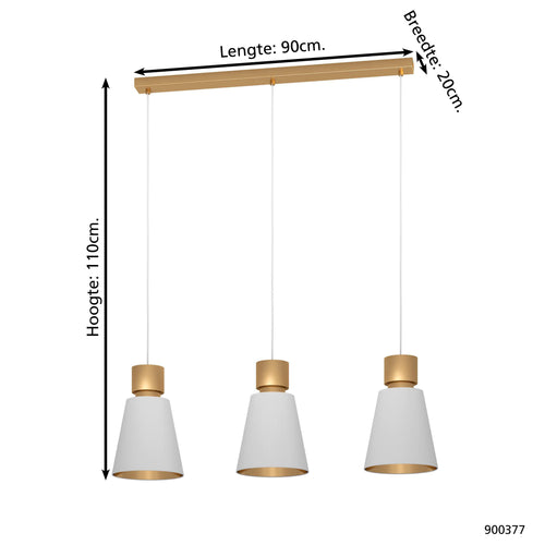 EGLO hanglamp Aglientina - e27 - 90 cm - koper-geborsteld/wit - vtwonen shop