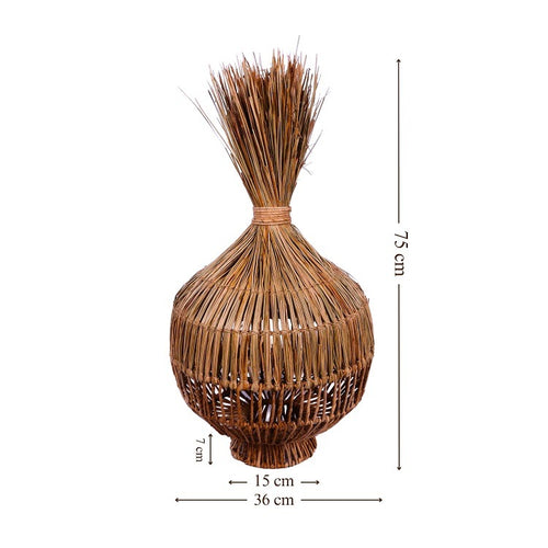 Furnilux Hanglamp van mendonggras  – Handgemaakt, Duurzaam & Sfeervol - Buik 36cm - Bodem - 15cm- Hoogte 75cm - vtwonen shop