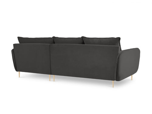 Cosmopolitan Design rechter hoekbank Vienna 5-zits, flueel, donkergrijs - 170x255x95cm