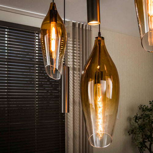 Giga Living Hanglamp Cocoon Pendel - Bruin Glas - 105x40x150cm