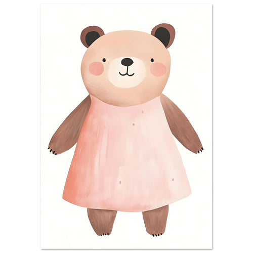 Artfulprints  Beer in roze jurk   poster 30x40 cm - vtwonen shop