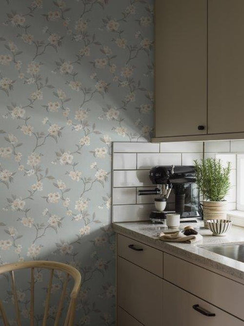 Borastapeter behang bloemen vergrijsd blauw - 53 cm x 11.2 m - 660144 - vtwonen shop