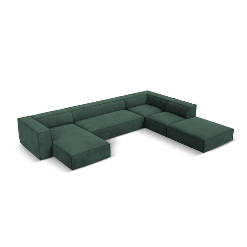 Cosmopolitan Design - Panoramische hoekbank rechts Turin 6-zits, structurele stof groente - 270x365x68cm