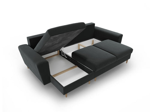 Cosmopolitan Design Omkeerbare converteerbare hoekbank met opbergdoos Kyoto 4-zits, flueel donkergrijs - 145x241x88cm