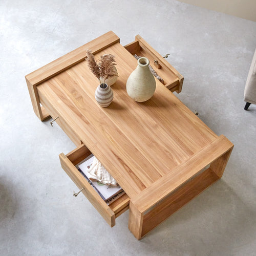 Tikamoon Minimalys - Massief teakhouten salontafel - Naturel - vtwonen shop