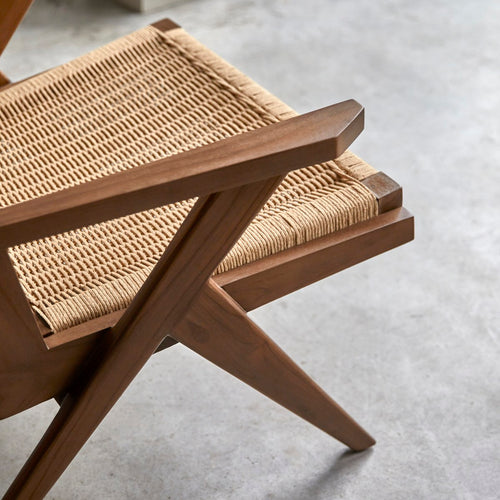 Tikamoon Fauteuil van massief teakhout met vlechtwerk - Naturel