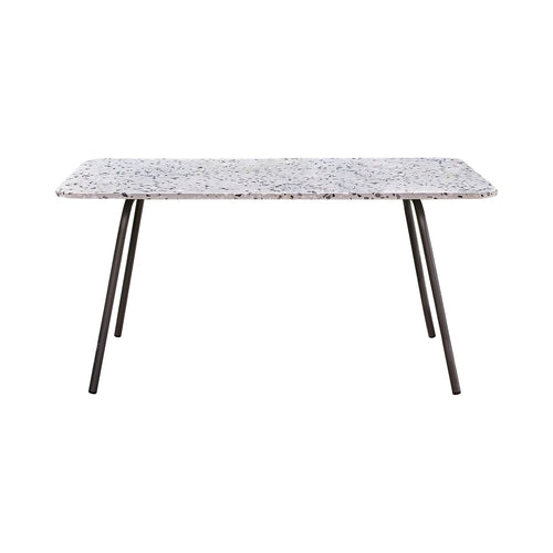 Tikamoon Rechthoekige tuintafel van premium terrazzo en grijs metaal voor 4/6 personen - Donkergrijs