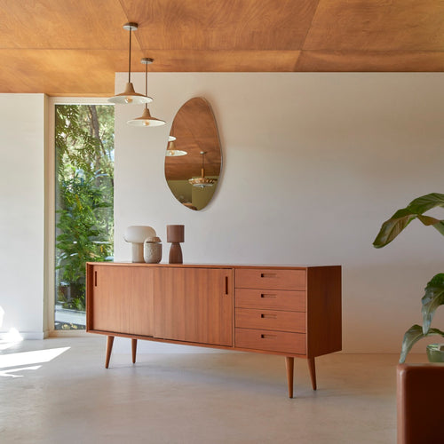 Tikamoon Massief mahoniehouten buffet 200 cm - Naturel