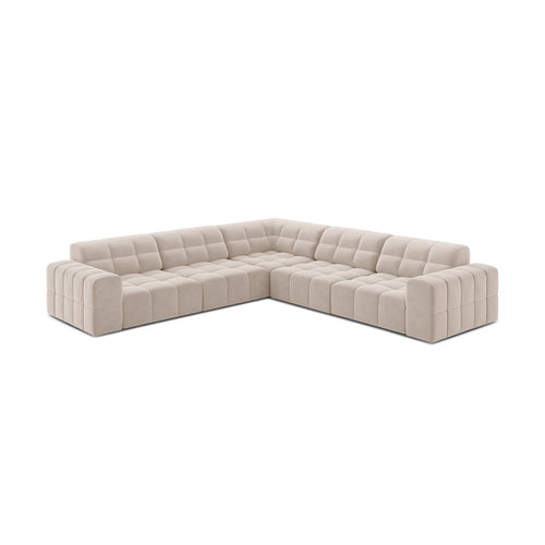 Cosmopolitan Design - Symmetrische hoekbank Chicago 4-zits, flueel lichtbeige - 285x285x78cm