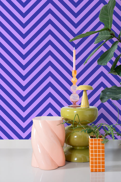 ESTAhome behang chevronpatroon paars en blauw - 50 x 900 cm - 131408 - vtwonen shop