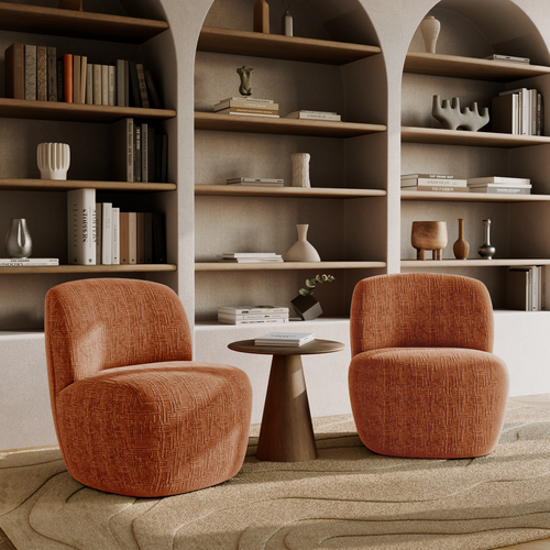 Premium Interiors - Draaistoel COMI - geweven fluweel terracotta 65cm