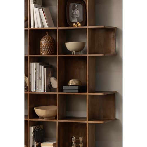 WOOOD boekenkast Sinne - Mangohout - Walnoot/Bruin - 180x130
