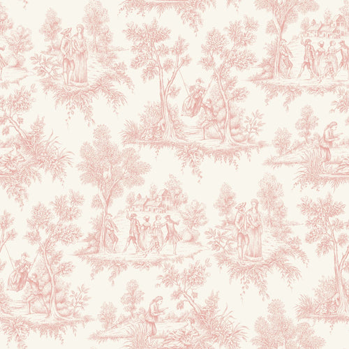 ESTAhome behang toile de jouy print zacht roze - 50 x 900 cm - 132094