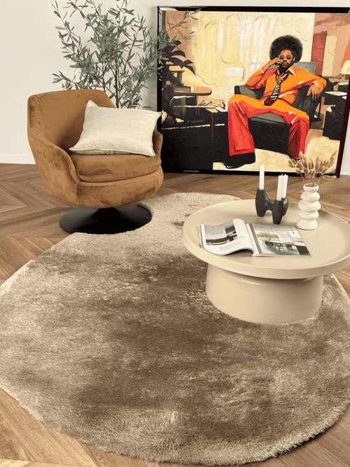 Organisch hoogpolig vloerkleed Odelia bruin/taupe - Interieur05 - 150 x 80 cm - vtwonen shop