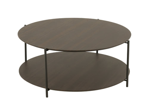 J-Line salontafel Rond - hout/metaal - donkerbruin - small