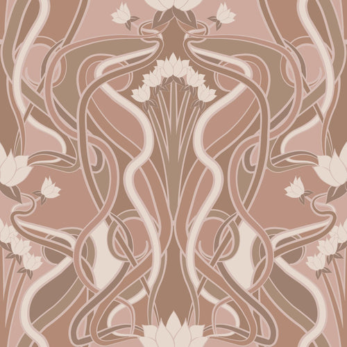 ESTAhome behang vintage bloemen in art nouveau stijl oudroze - 50 x 900 cm - 139895 - vtwonen shop