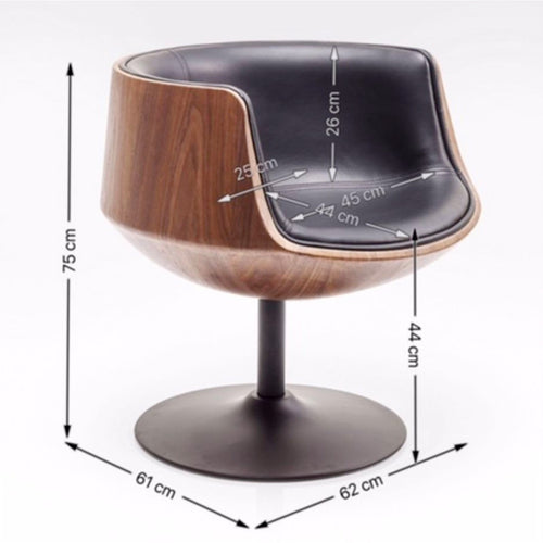 Kare Design Draaibare Bureaustoel Club Walnoot