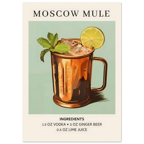 Artfulprints  Moscow Mule cocktail II - Ingrediënten   poster A4 21x29.7 cm - vtwonen shop